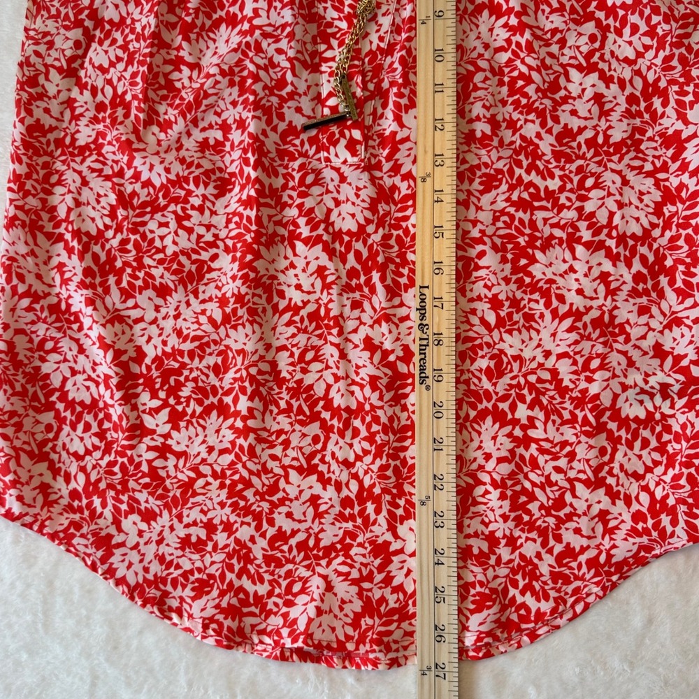 MICHAEL Michael Kors Red Floral‎ Chain Detail Sleeveless Top - Picture 5 of 10